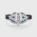 1.0CT~5.0CT Emerald cut Lab grown Diamond Cluster Engagement Ring Set