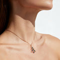 Christmas Tree Pendant Necklace with Moissanite| Lab Blue Sapphire  | Lab Emerald