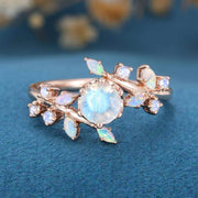 Round cut Moonstone Match Opal | Moonstone Engagement Ring