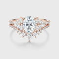 Oval cut Cluster Moissanite engagement ring set vintage