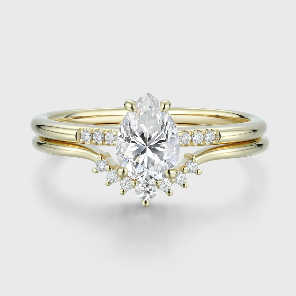 Pear Cut Moissanite Engagement ring Bridal Set