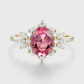 Oval cut Tourmaline Cluster Engagement ring