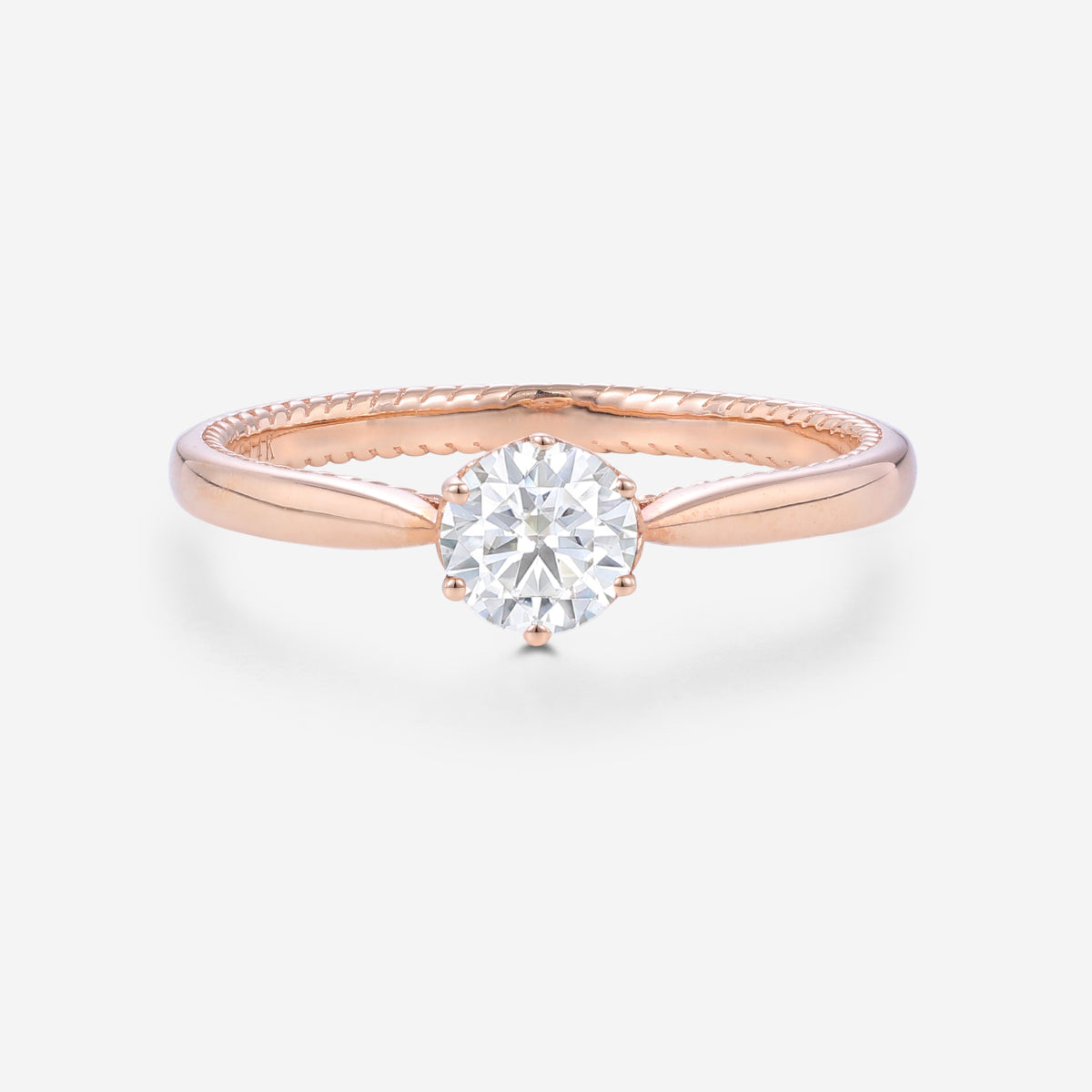 Round cut Moissanite Minimalist Engagement Ring