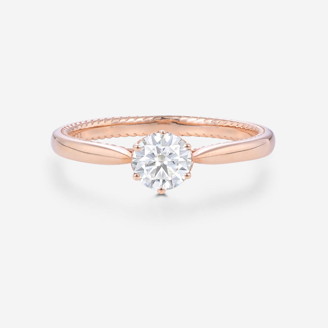 Round cut Moissanite Minimalist Engagement Ring