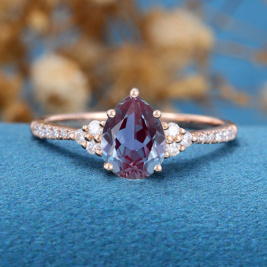 Pear cut Alexandrite Engagement ring 