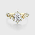 1.0CT~5.0ct  Pear cut Lab grown Diamond Twisted Shank Leaf Engagement Ring