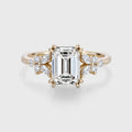 1.0CT~5.0CT Emerald cut Lab grown Diamond Cluster Engagement Ring Set