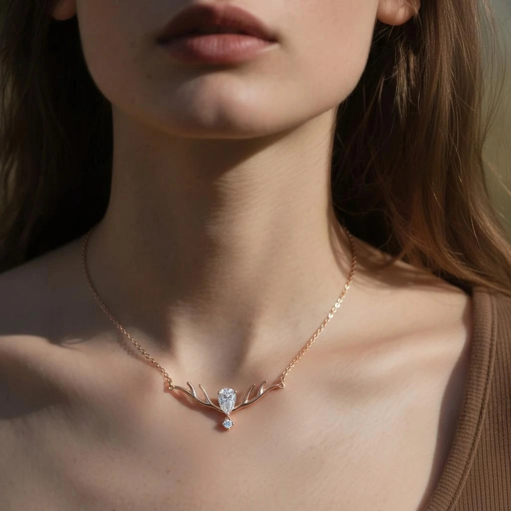 Pear cut Moissanite Pendant Necklace with Moissanite or Diamonds