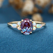 Oval cut Lab Alexandrite | Diamond Engagement ring