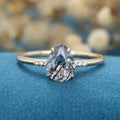 Pear cut Black Rutilated Quartz Engagement ring