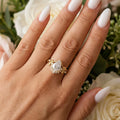 1.0CT~5.0ct  Pear cut Lab grown Diamond Twisted Shank Leaf Engagement Ring