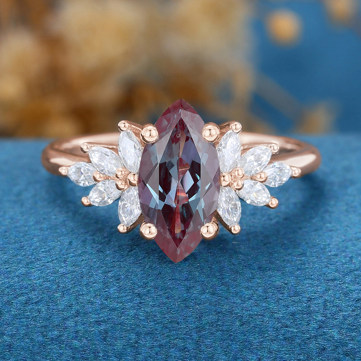 Marquise Cut Alexandrite Engagement Ring exclusive at FYMJewelryDesign