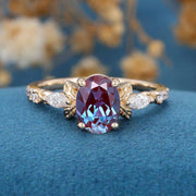 Oval cut Lab Alexandrite | Diamond Engagement ring