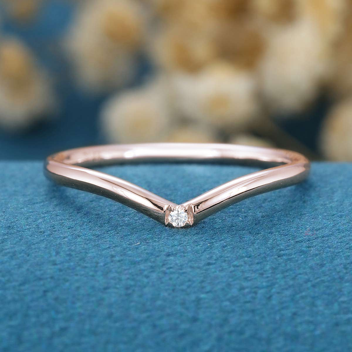 Diamond Curved Wedding Band Ring Matching Engagement ring