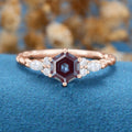 Hexagon cut Alexandrite Engagement ring 