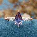 Kite Cut Alexandrite Engagement Ring 