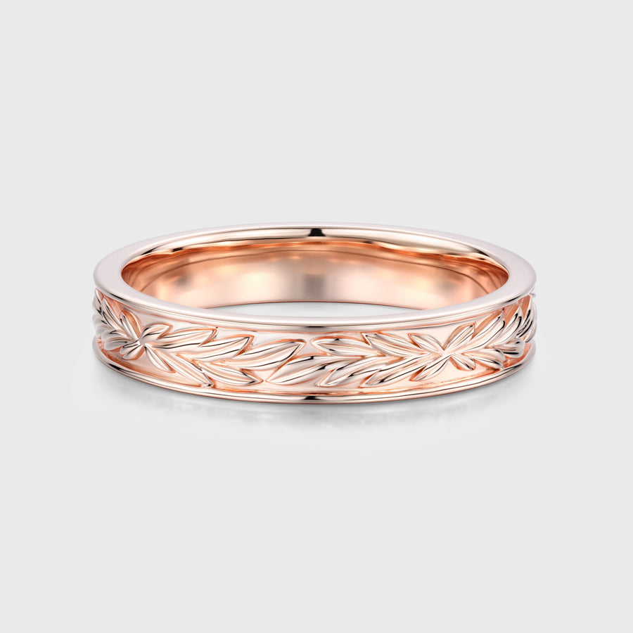 Nature Inspired Men's Diamonds Engagement Band | Solid gold Men Ring