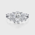 1.0CT~5.0CT Oval cut Lab grown Diamond Cluster Engagement Ring Set