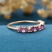 Half Eternity Baguette Amethyst Matching Moissanite|Diamond Wedding Band