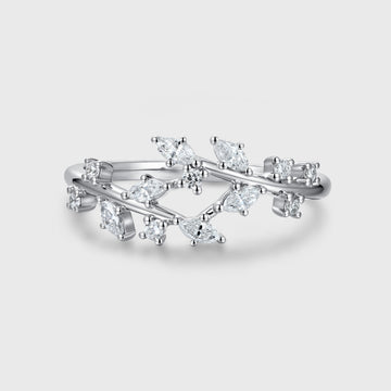 Nature Inspired moissanite | Diamonds Leaf branch stacking Gold wedding ring