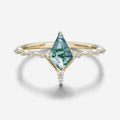 Kite Cut Moss Agate Yellow Gold Engagement Ring