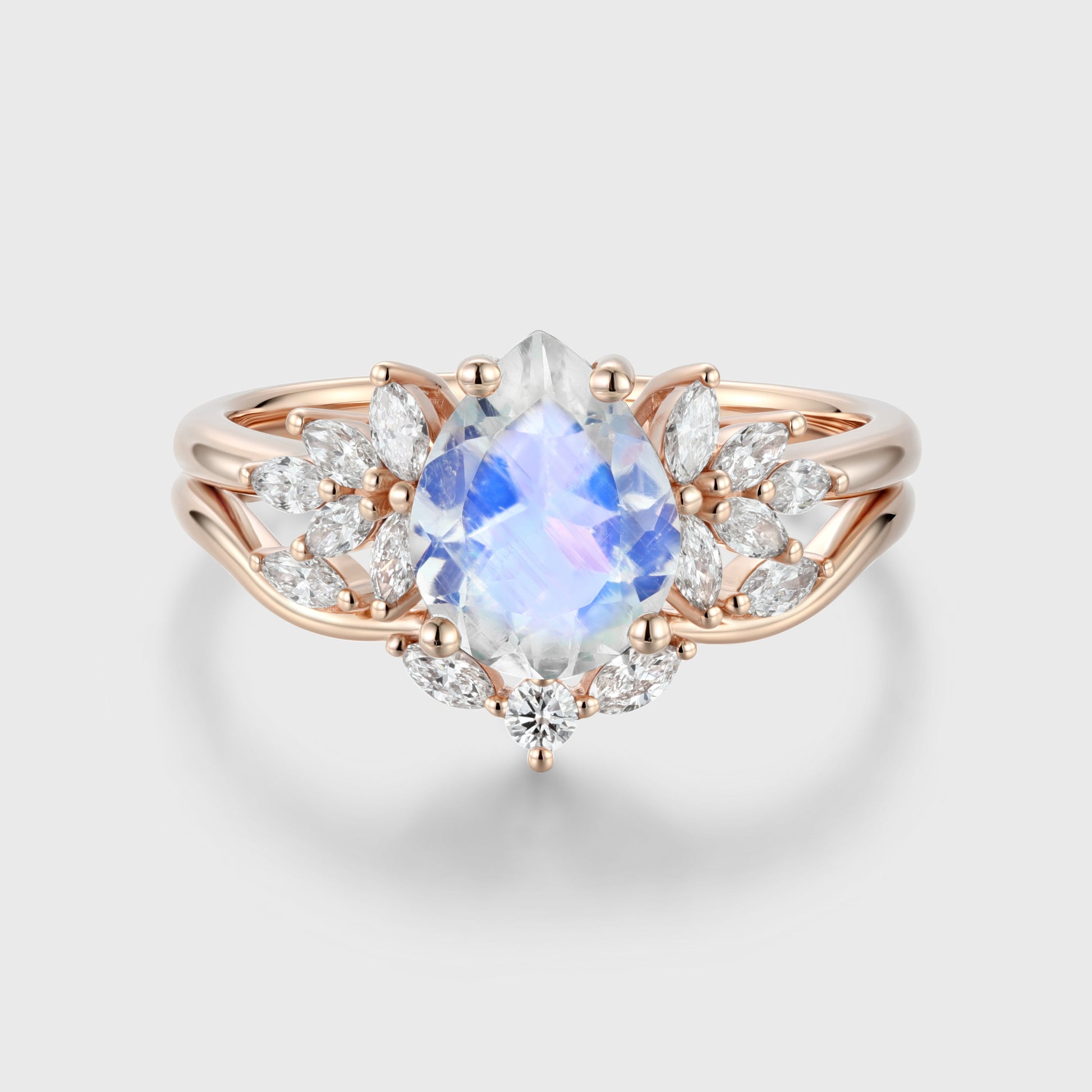 Pear cut Moonstone Wedding Bridal Set