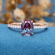 Oval cut Lab Alexandrite | Diamond Engagement ring