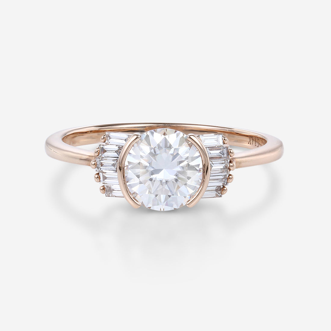 Bezel Set Rose cut Moissanite Gold Engagement Ring