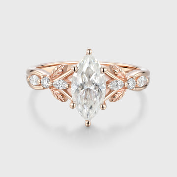 Marquise cut Moissanite Engagement Ring