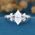 Nature Inspired Marquise cut Moissanite Engagement Ring
