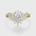 1.0CT~5.0CT Kite cut Lab grown Diamond Luxury Pave Leaf Engagement Ring set