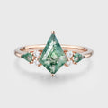 Kite cut Moss Agate Solid Gold Engagement Ring