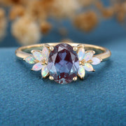 Oval cut Alexandrite | Opal Engagement ring 