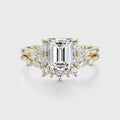 1.0CT~5.0CT Emerald cut Lab grown Diamond Cluster Engagement Ring Set