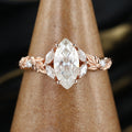 Nature Inspired Marquise cut Moissanite Leaf Gold Engagement Ring