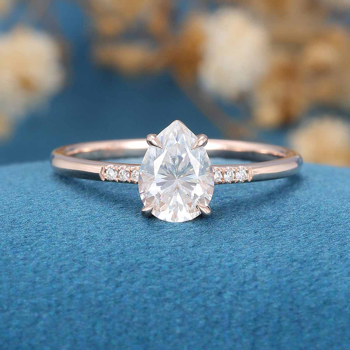 Pear cut Moissanite Engagement ring