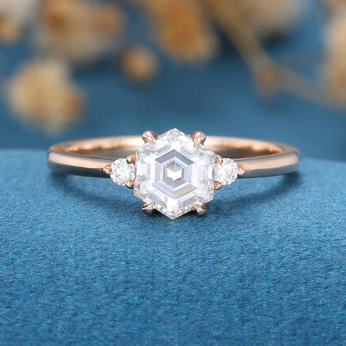 Hexagon cut Moissanite | Diamond Engagement ring