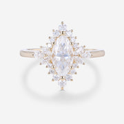 Marquise cut Moissanite Matching Gold Engagement Ring