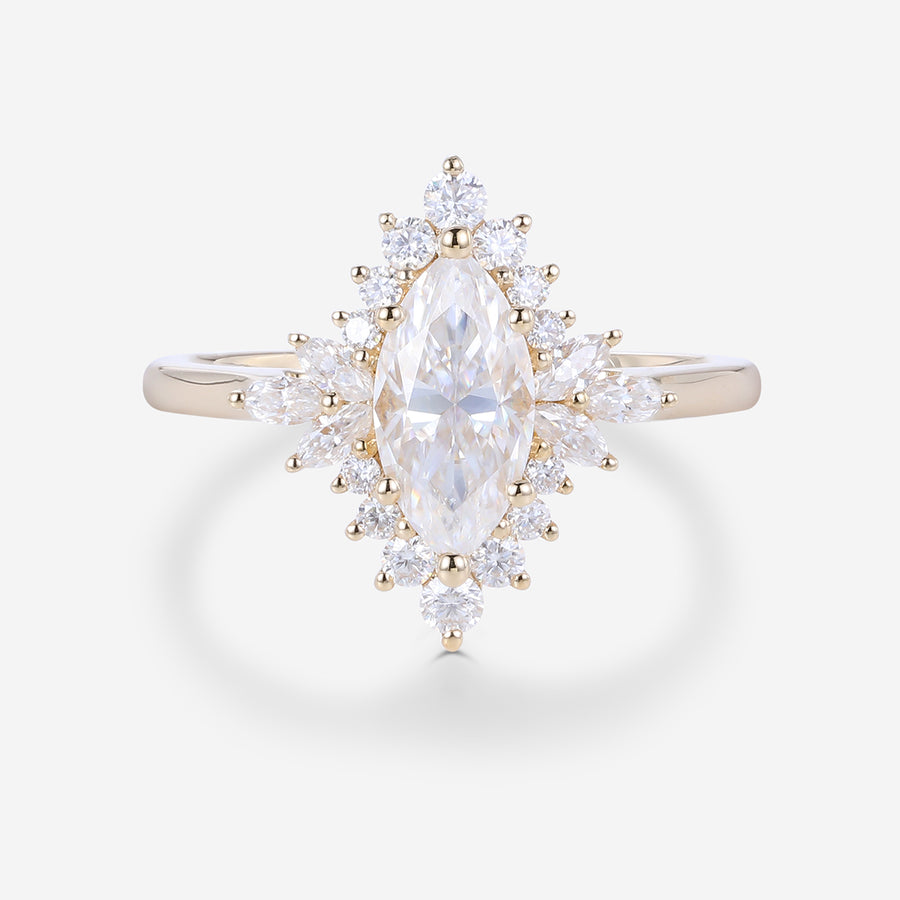 Marquise cut Moissanite Matching Gold Engagement Ring