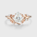 Nature Inspired Pear cut Moissanite Engagement Ring