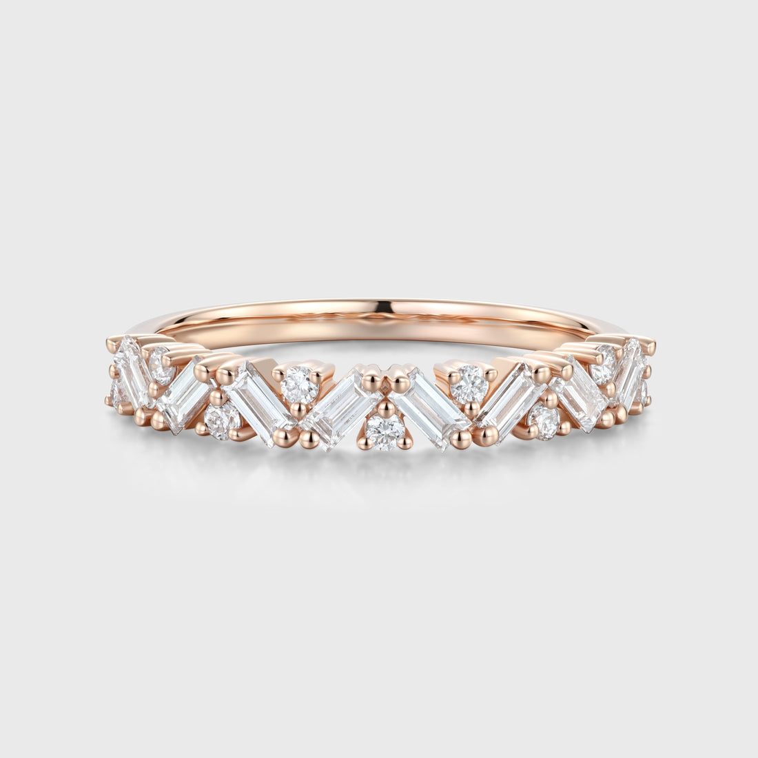 Half Eternity Baguette cut Moissanite | Diamonds Stacking Wedding Band