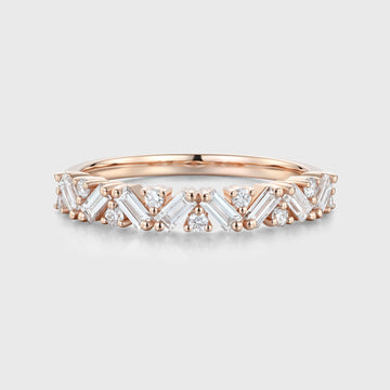 Half Eternity Baguette cut Moissanite | Diamonds Stacking Wedding Band