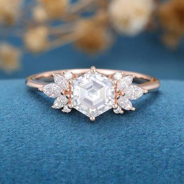 Hexagon cut Moissanite | Diamond Engagement ring