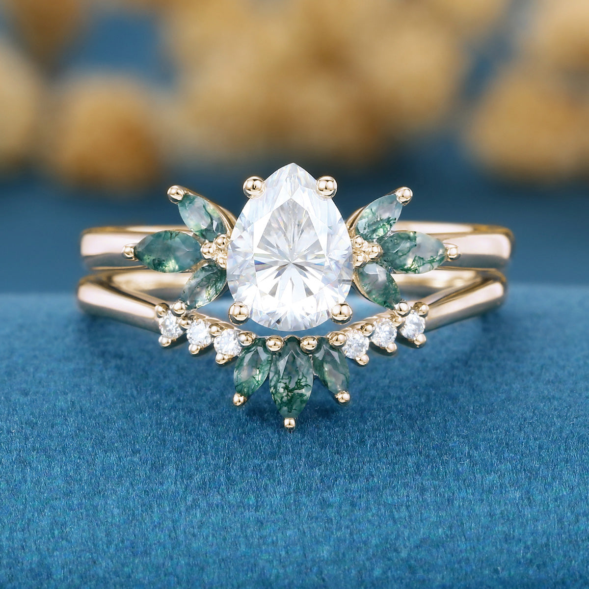 1.2Carat Oval cut Moissanite Engagement ring Bridal Set (Copy)