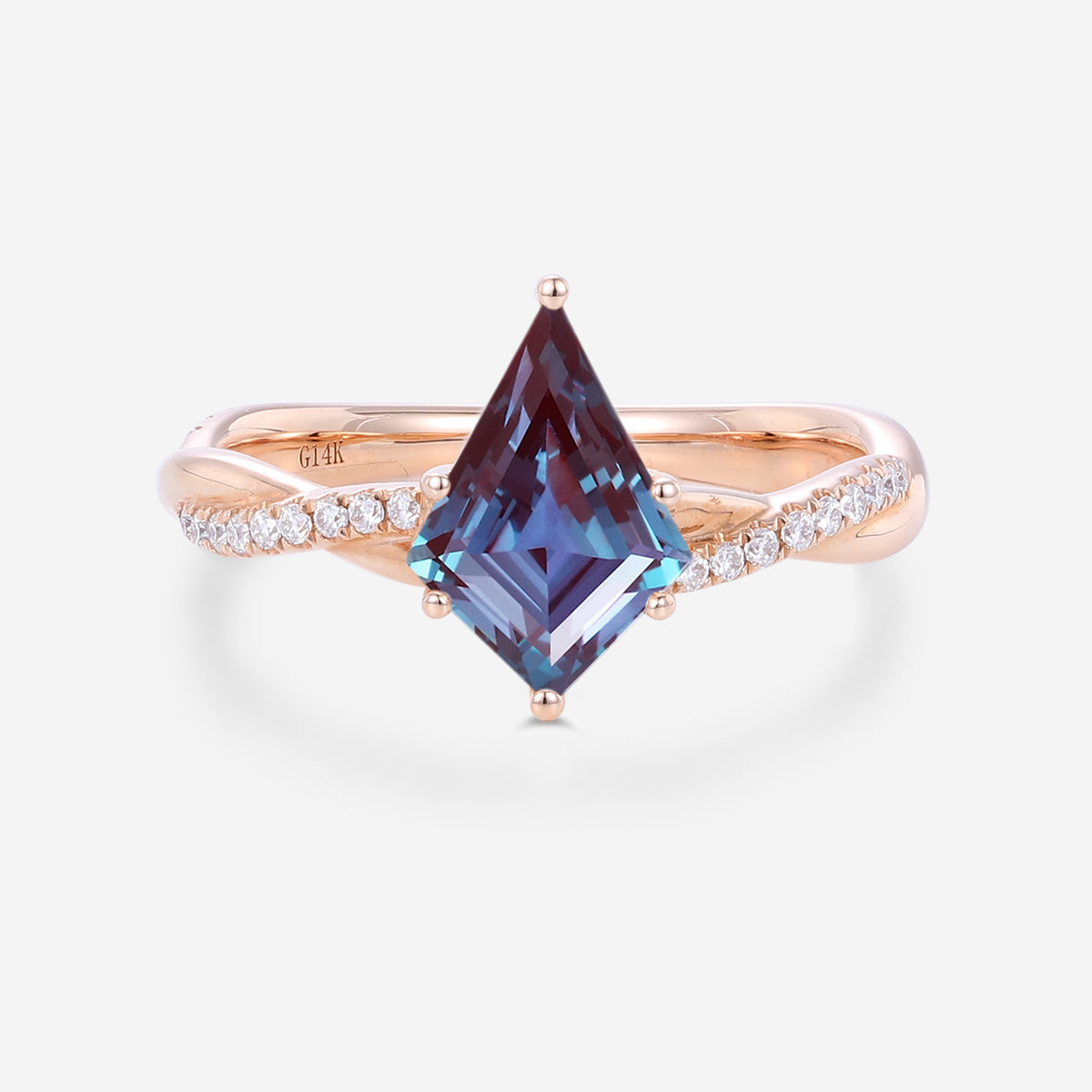 Kite Cut Alexandrite Engagement Ring