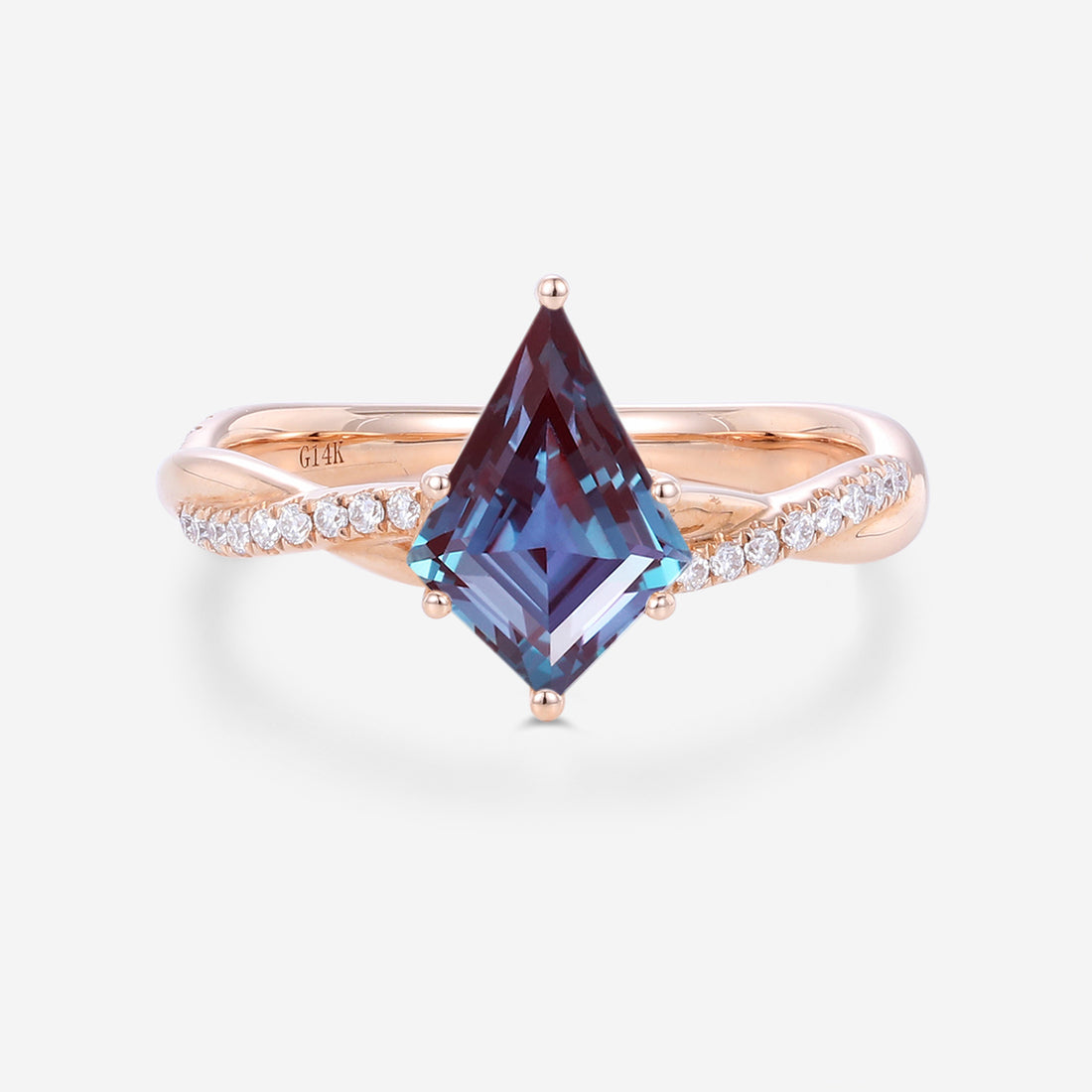 Kite Cut Alexandrite Engagement Ring