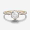 Bezel setting Hexagon cut Moissanite Half Eternity Gold Engagement Ring