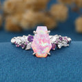 1.1Carat Coffin cut Lab Pink Opal Engagement Ring
