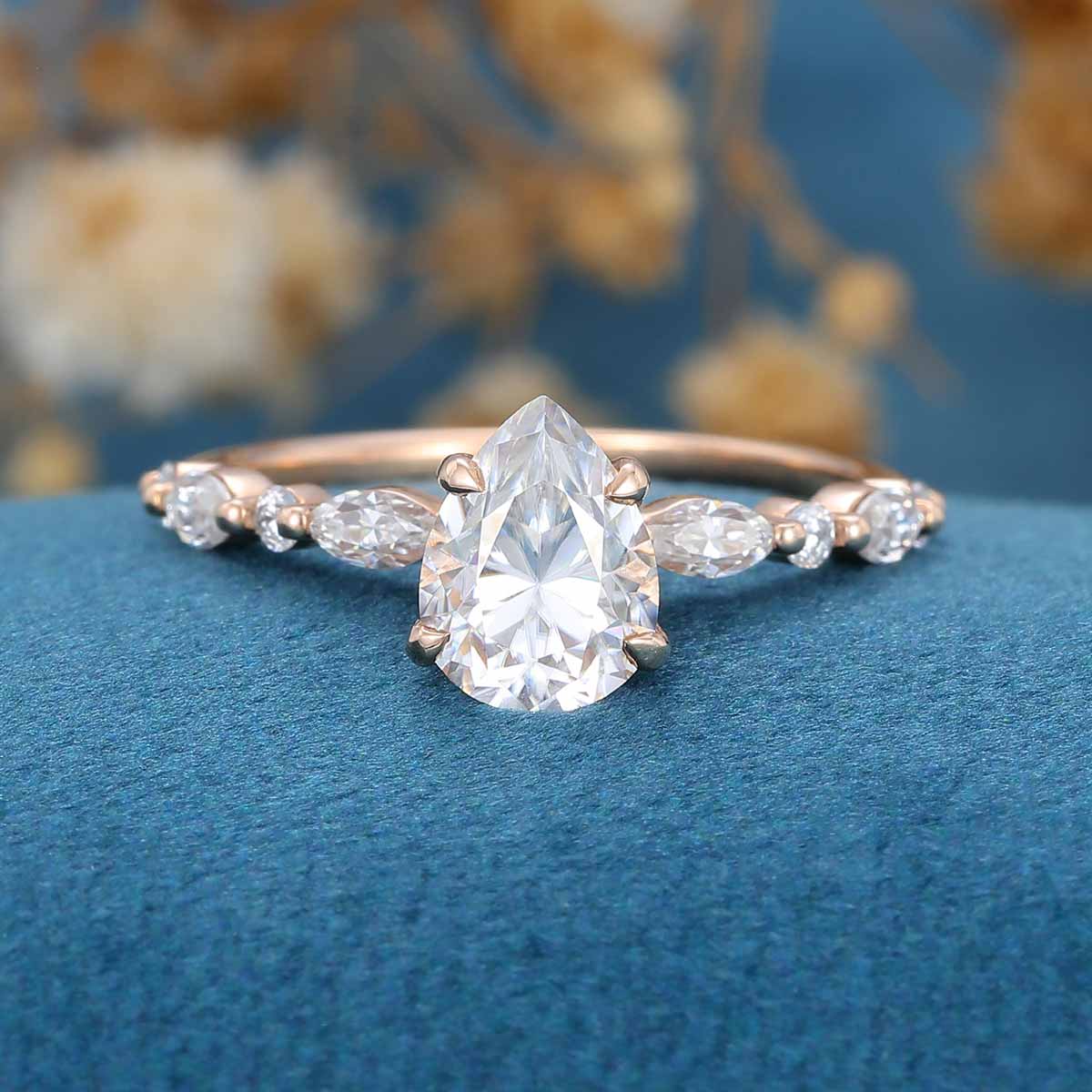 Pear cut Moissanite Engagement ring