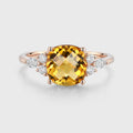 Square cut Citrine Solid Gold Engagement Ring